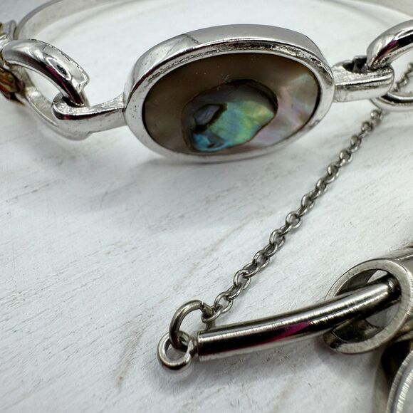 Avon Vintage Abalone Shell Coastal Beachy Bohemian Bangle Bracelet And Necklace - Picture 3 of 9